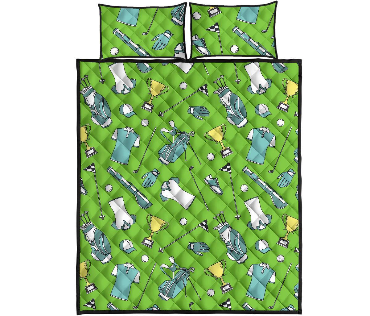 Golf Green Print Pattern Bed Set Quilt-grizzshop