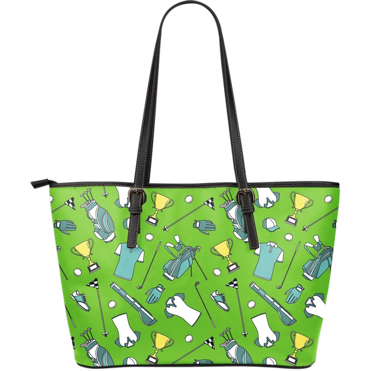 Golf Green Print Pattern Leather Tote Bag-grizzshop
