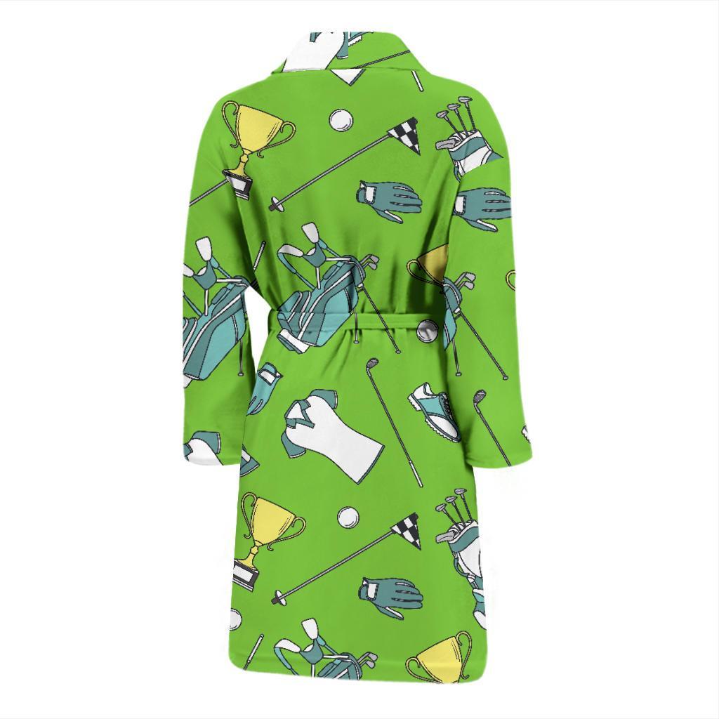 Golf Green Print Pattern Men Long Robe-grizzshop