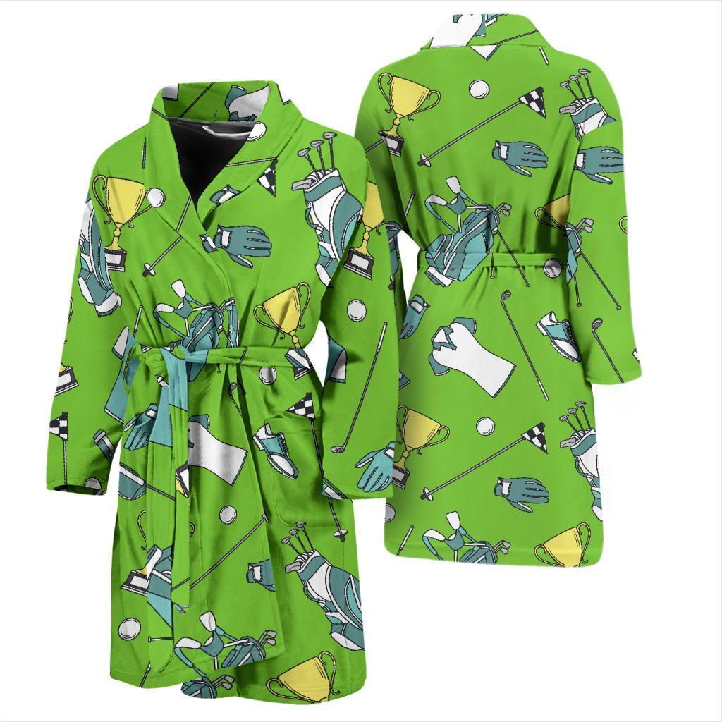 Golf Green Print Pattern Men Long Robe-grizzshop