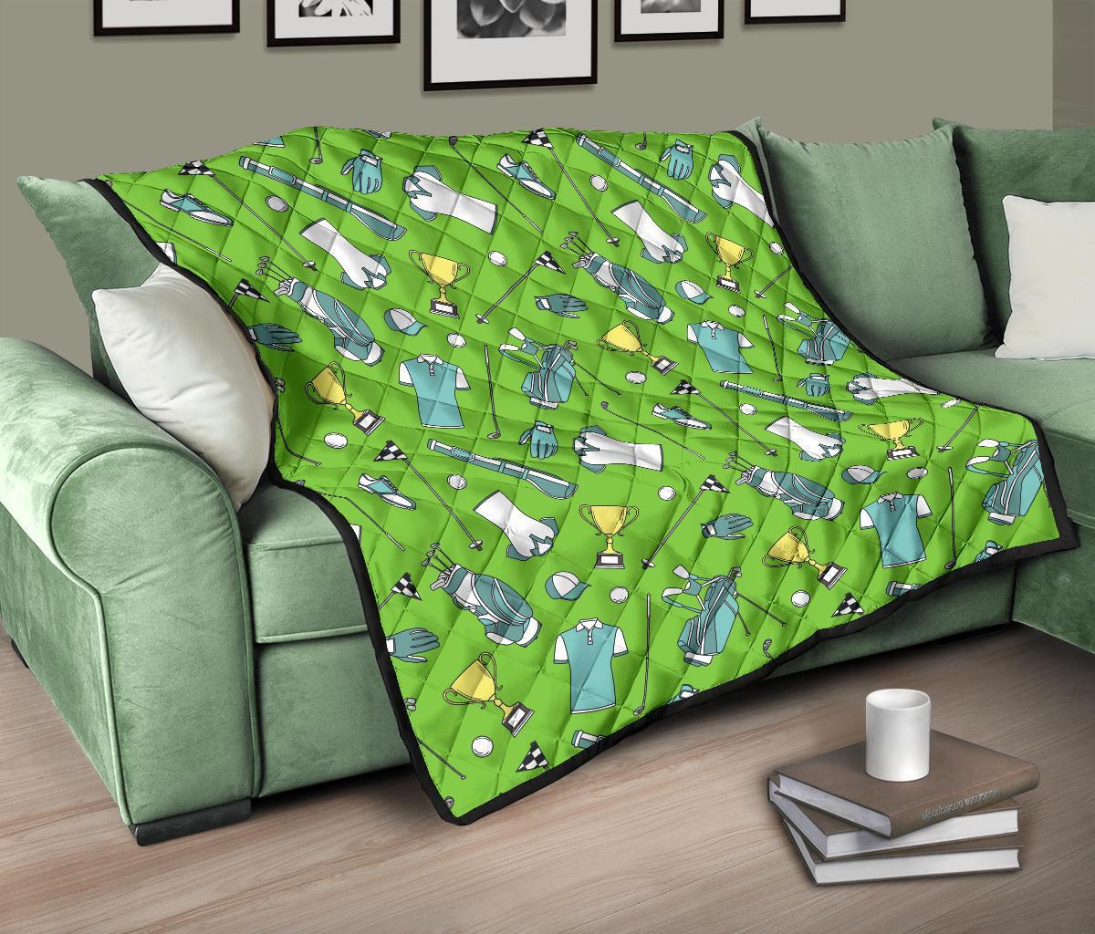 Golf Green Print Pattern Quilt-grizzshop