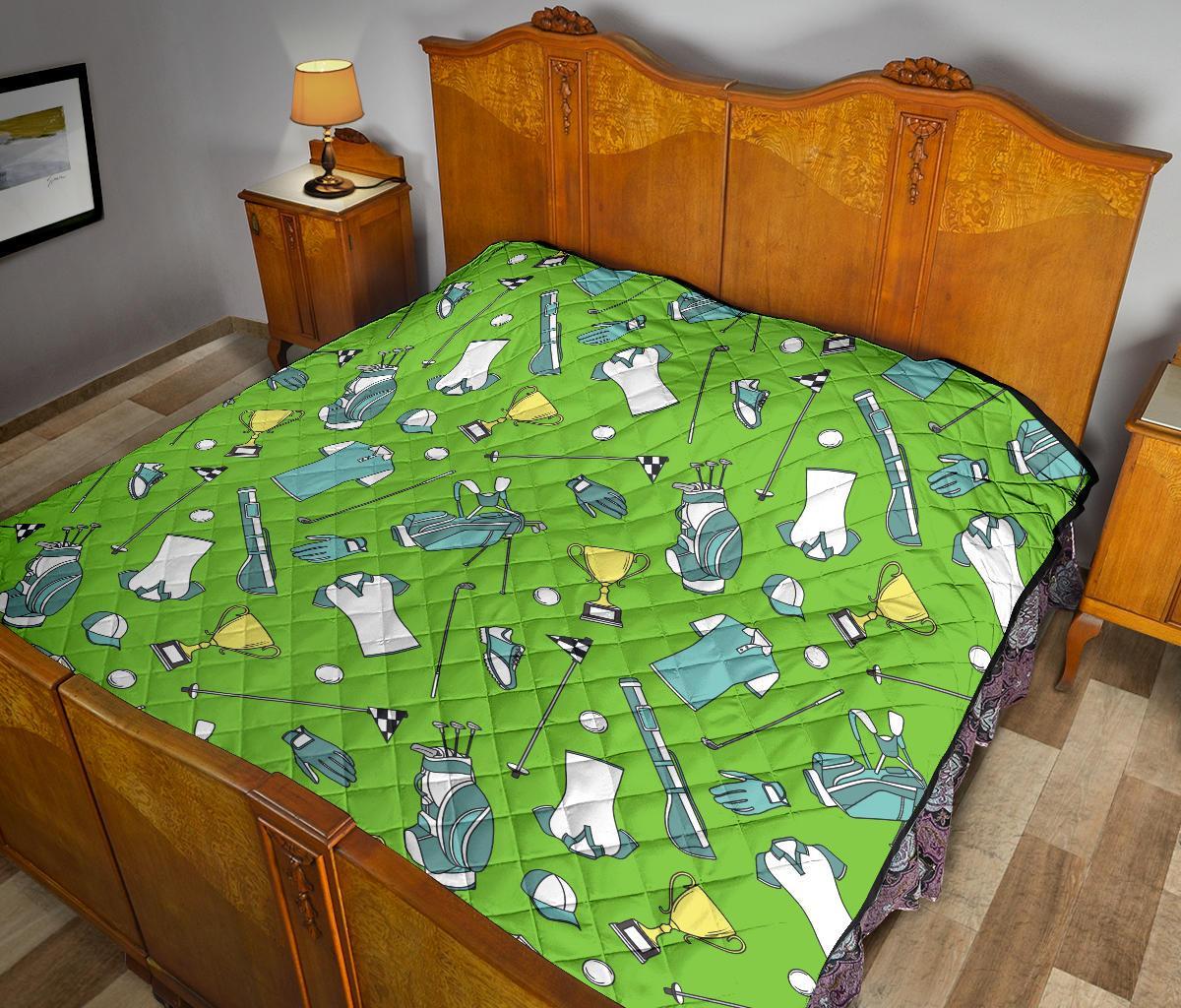 Golf Green Print Pattern Quilt-grizzshop