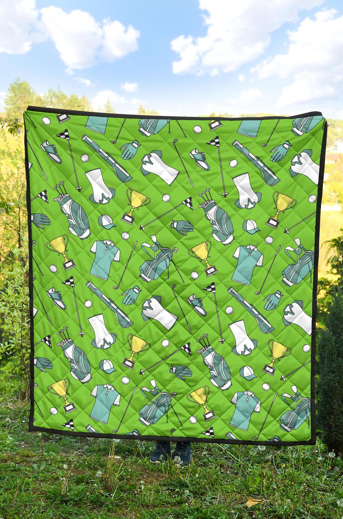 Golf Green Print Pattern Quilt-grizzshop