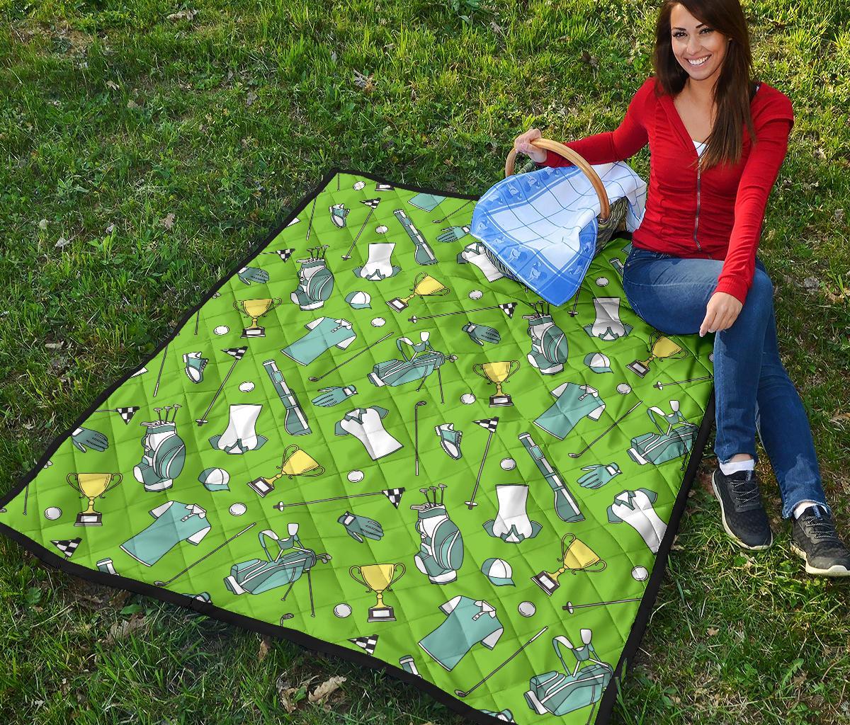 Golf Green Print Pattern Quilt-grizzshop