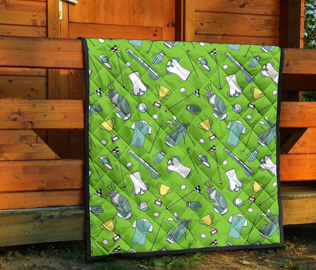 Golf Green Print Pattern Quilt-grizzshop