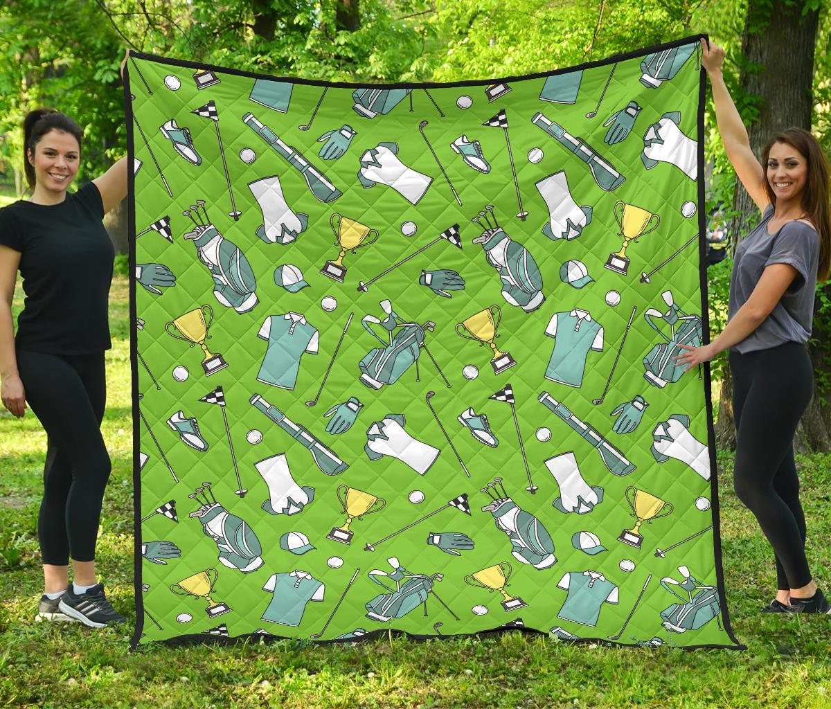 Golf Green Print Pattern Quilt-grizzshop