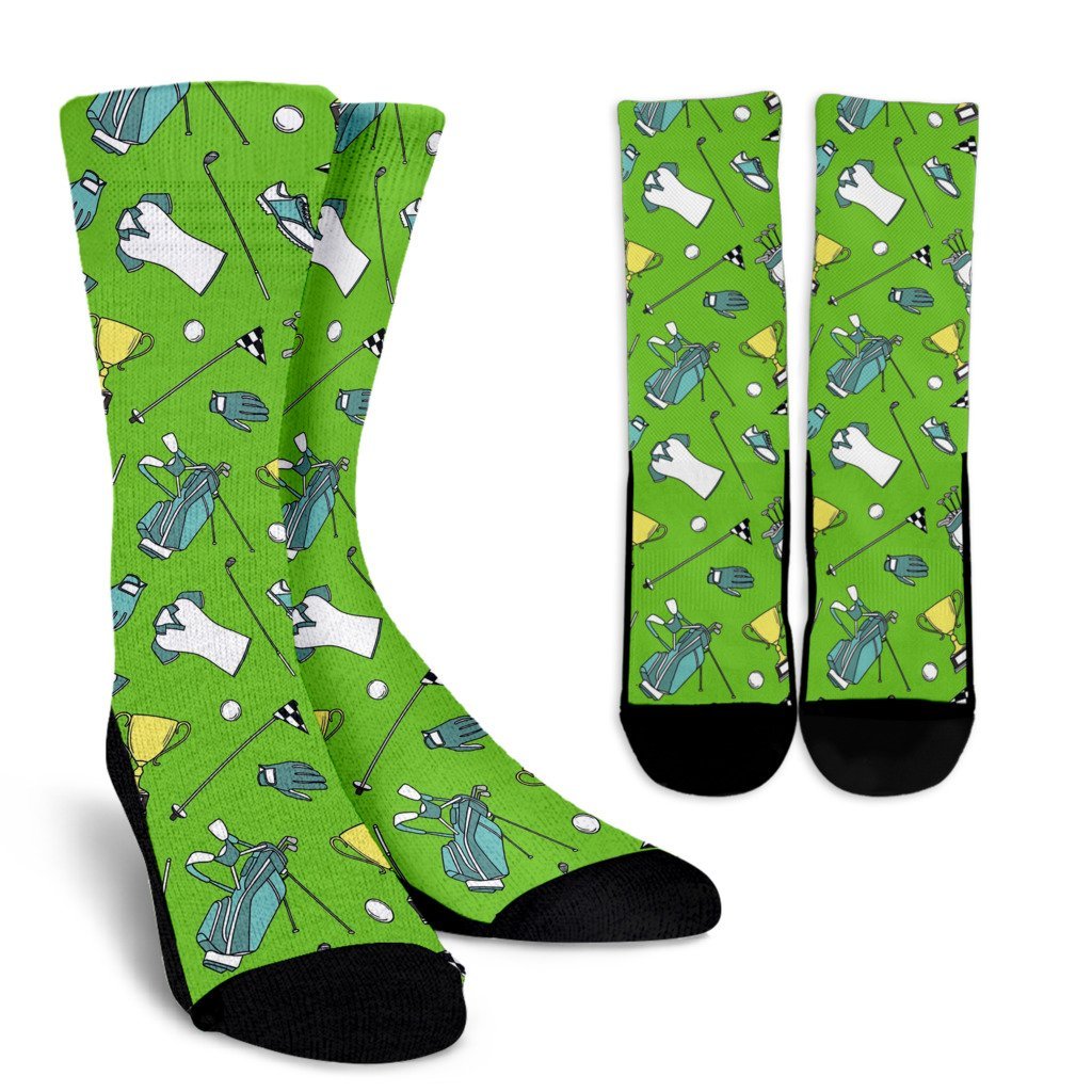 Golf Green Print Pattern Unisex Crew Socks-grizzshop