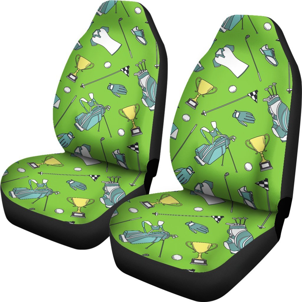 Golf Green Print Pattern Universal Fit Car Seat Covers-grizzshop