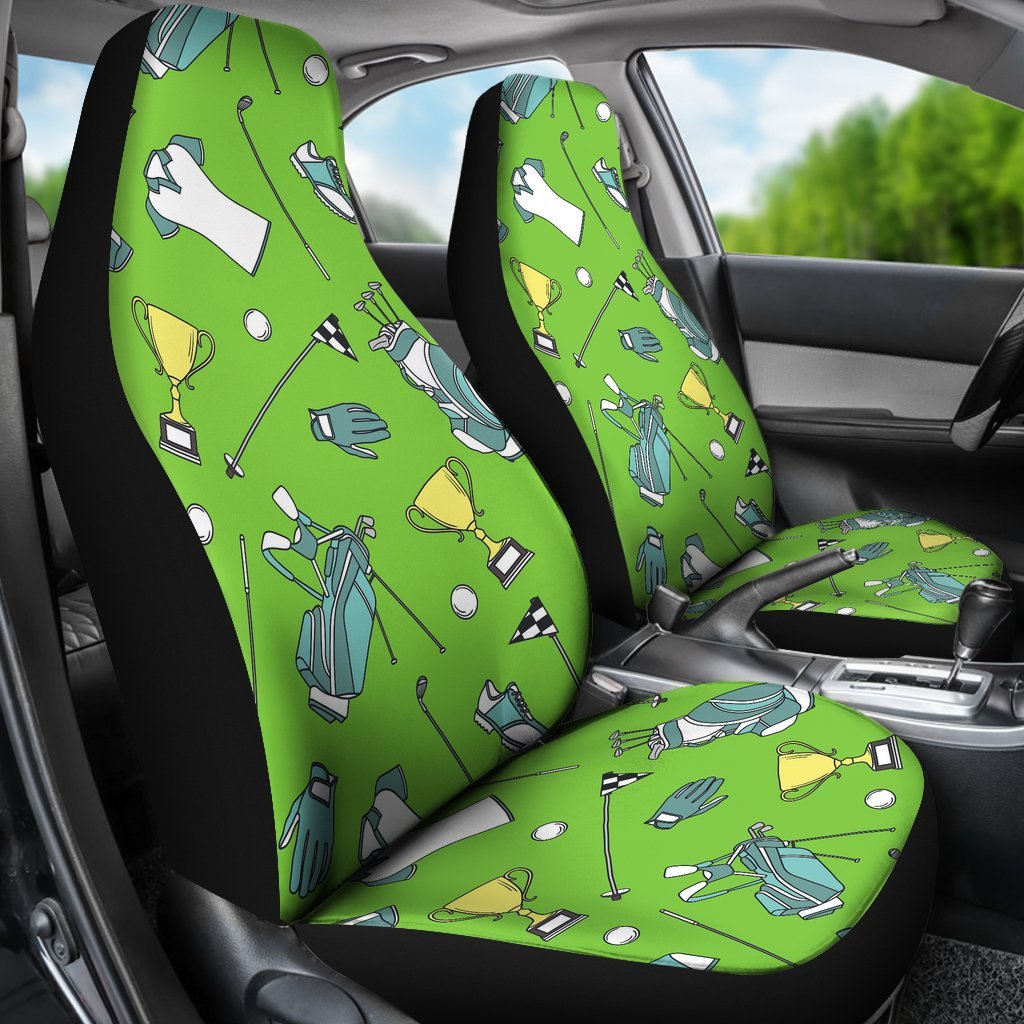 Golf Green Print Pattern Universal Fit Car Seat Covers-grizzshop