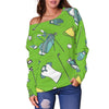 Golf Green Print Pattern Women Off Shoulder Sweatshirt-grizzshop