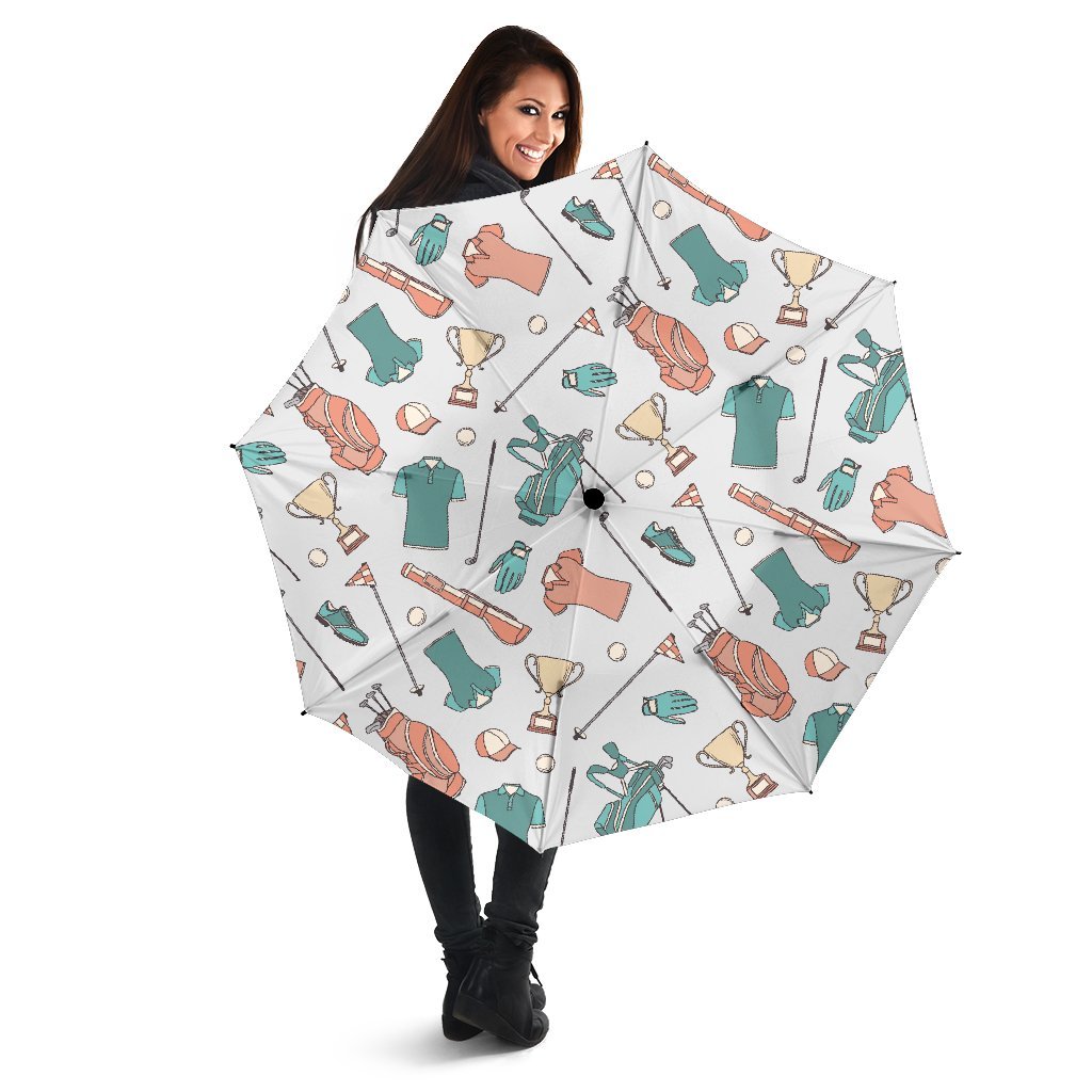 Golf Pattern Print Automatic Foldable Umbrella-grizzshop