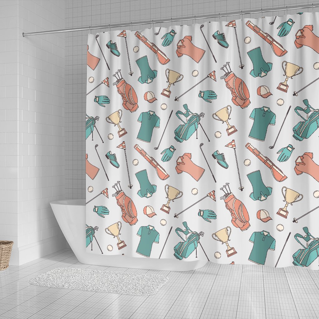 Golf Pattern Print Bathroom Shower Curtain-grizzshop