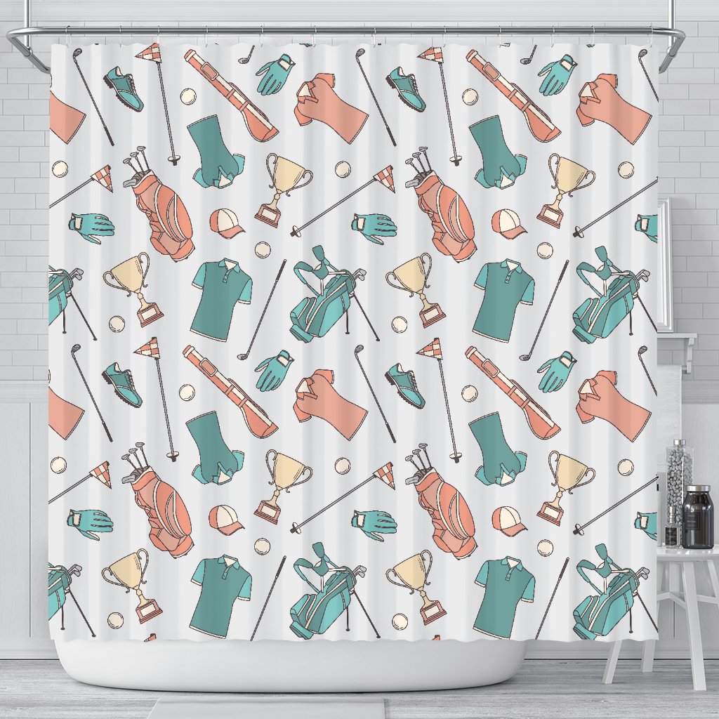 Golf Pattern Print Bathroom Shower Curtain-grizzshop