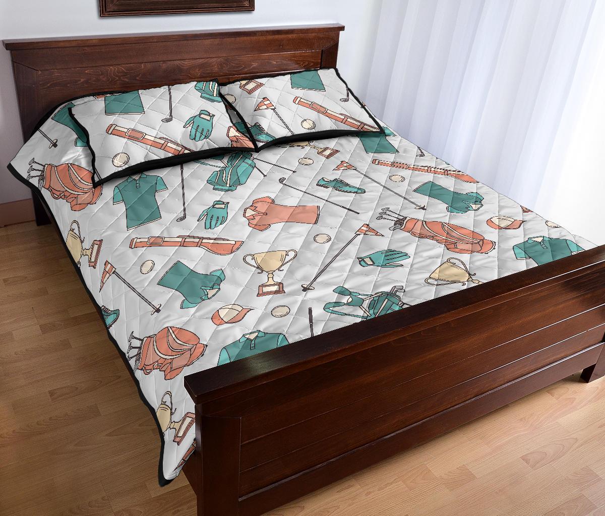 Golf Pattern Print Bed Set Quilt-grizzshop