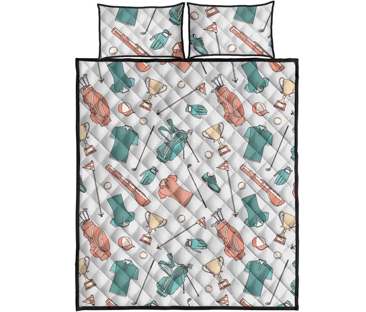 Golf Pattern Print Bed Set Quilt-grizzshop