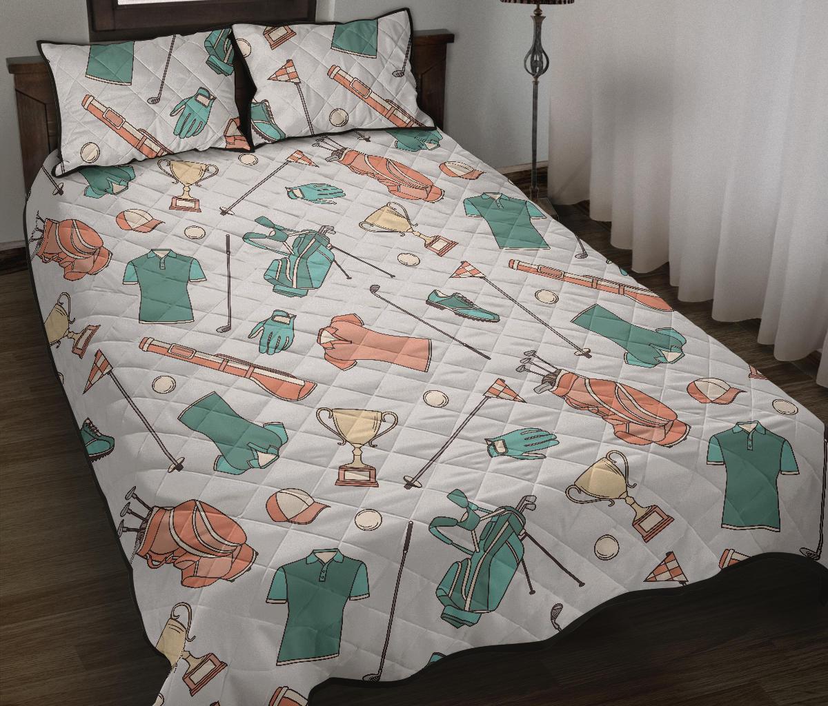 Golf Pattern Print Bed Set Quilt-grizzshop