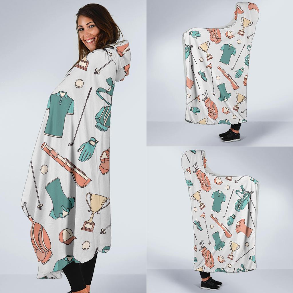 Golf Pattern Print Hooded Blanket-grizzshop