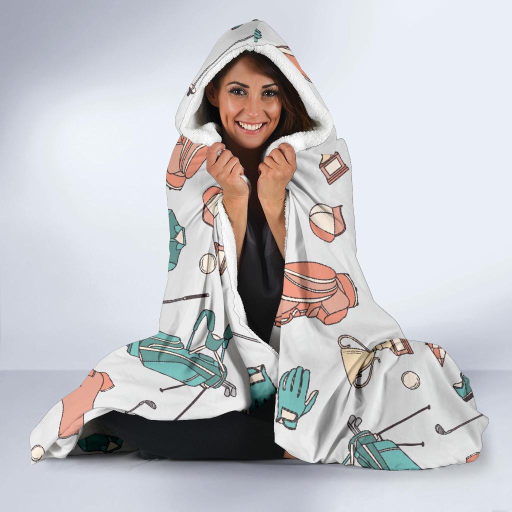 Golf Pattern Print Hooded Blanket-grizzshop
