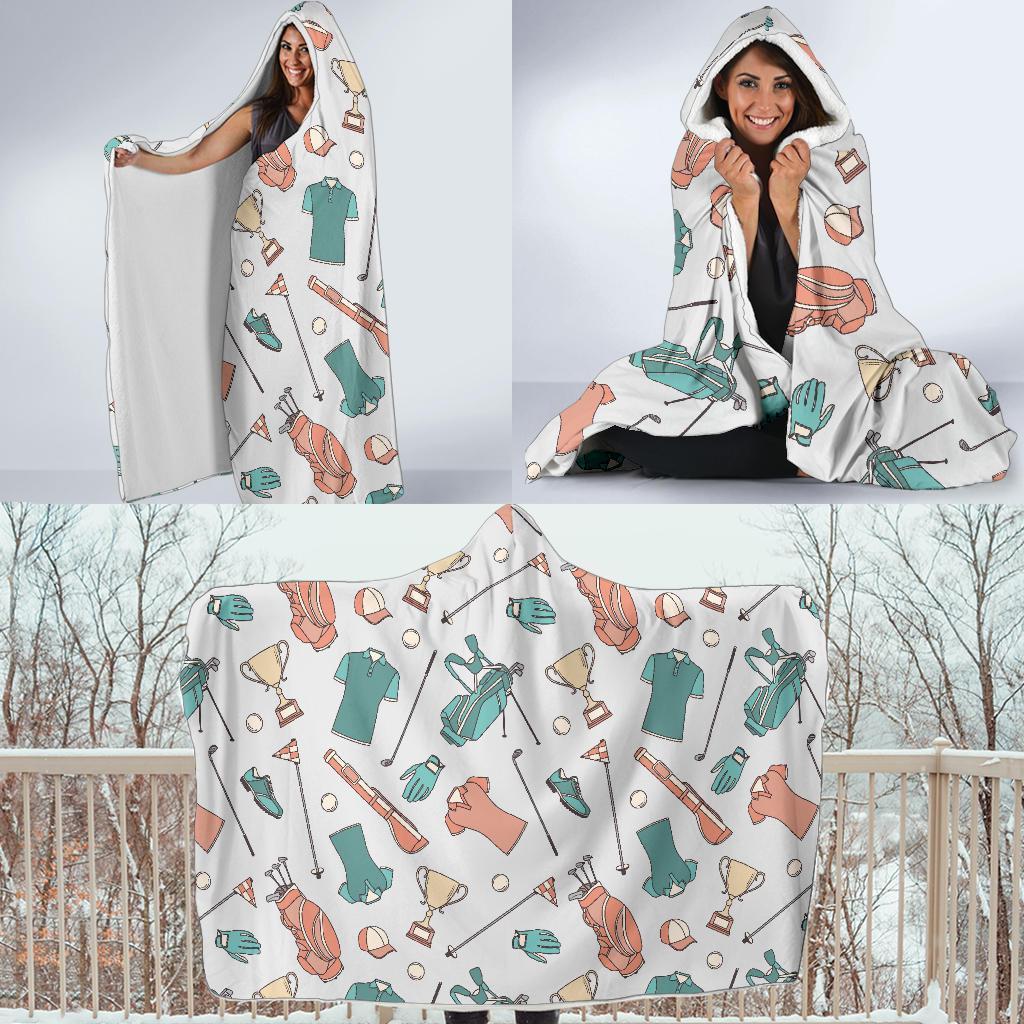 Golf Pattern Print Hooded Blanket-grizzshop