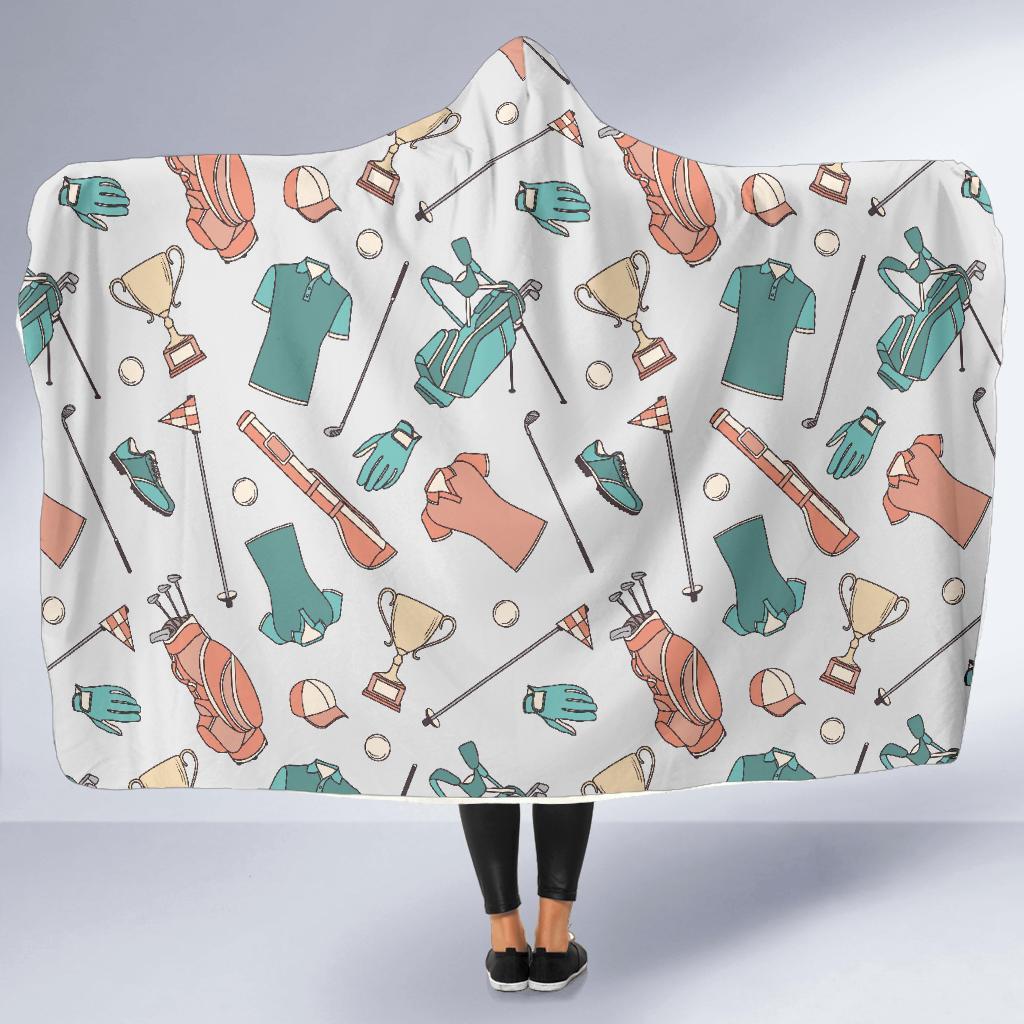 Golf Pattern Print Hooded Blanket-grizzshop