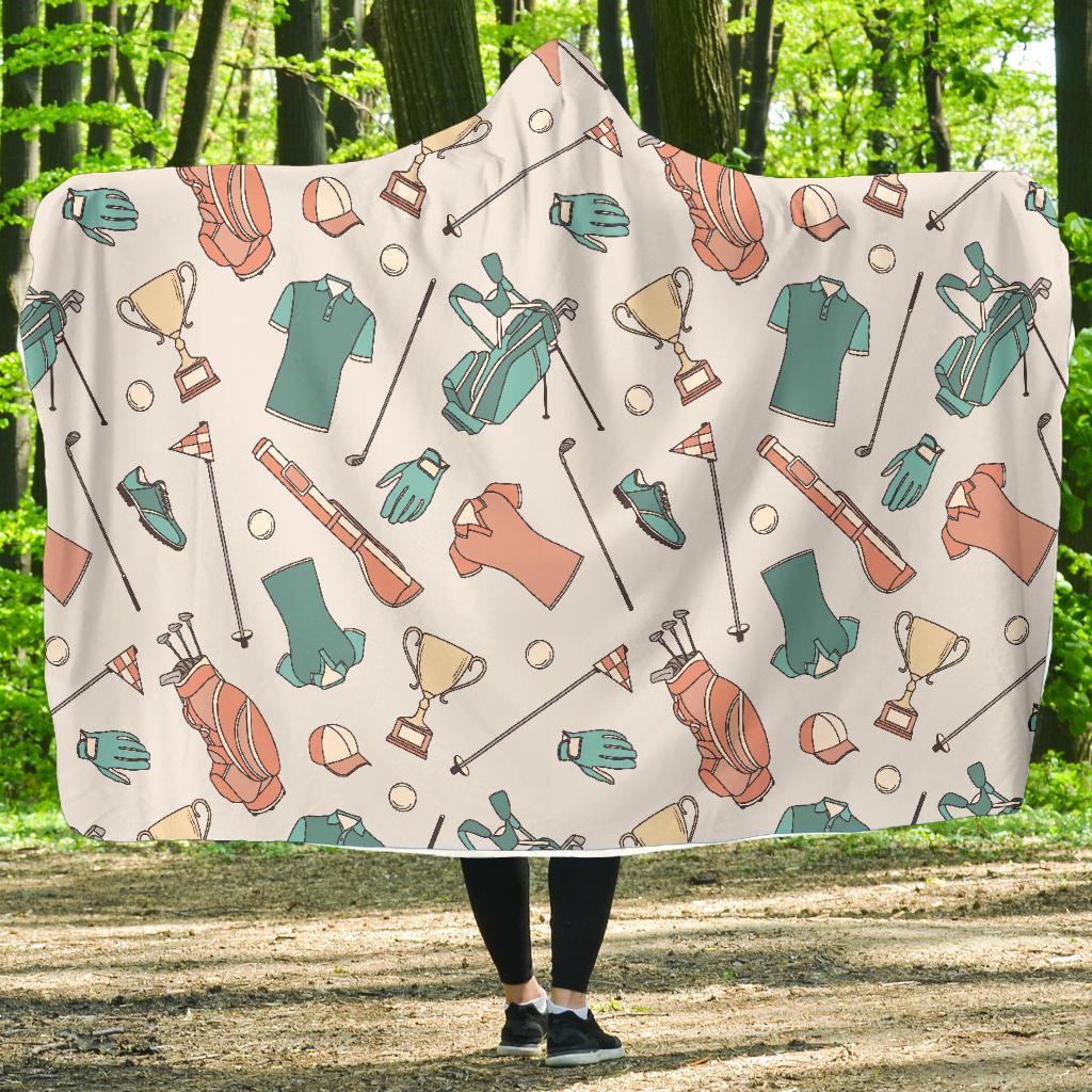 Golf Pattern Print Hooded Blanket-grizzshop