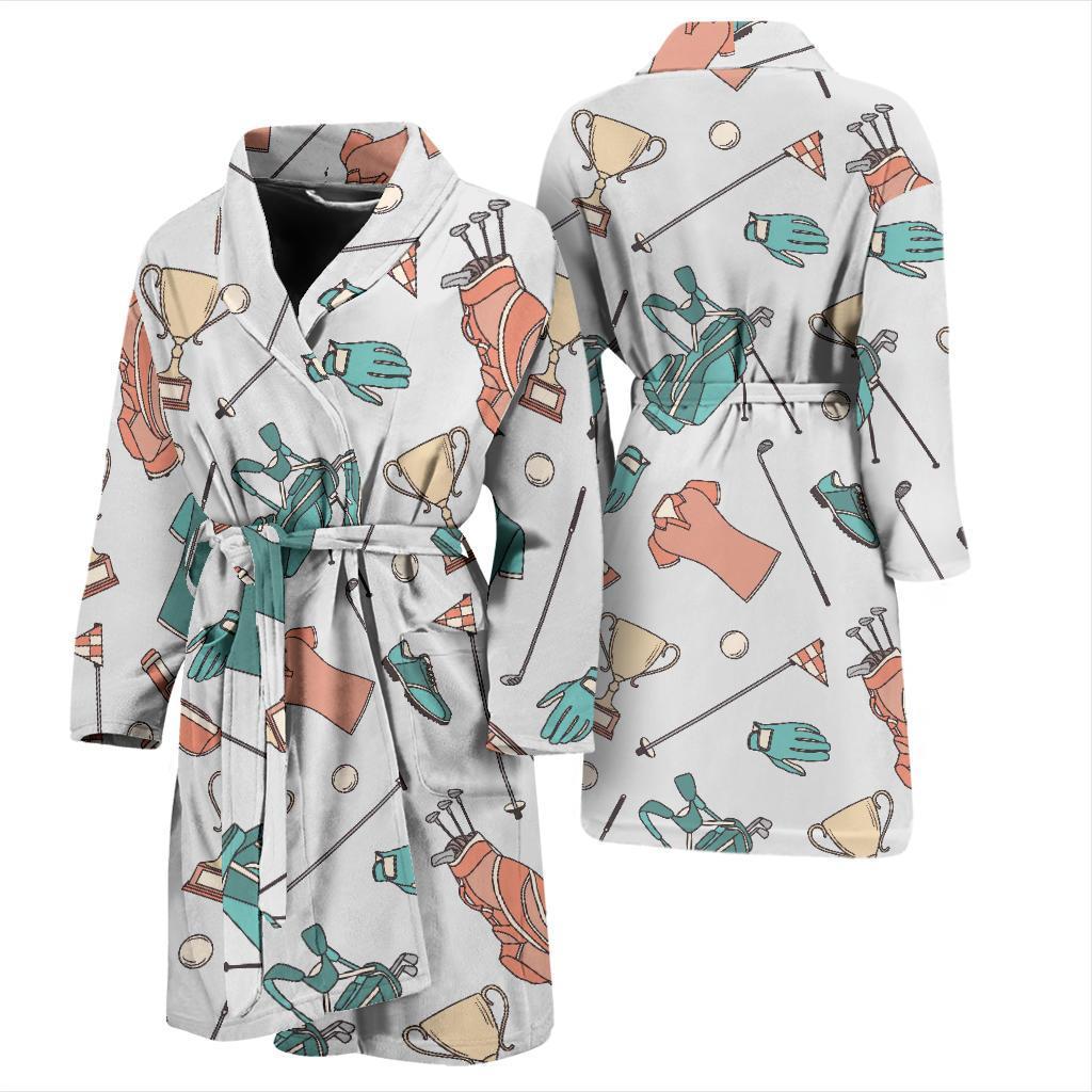 Golf Pattern Print Men Long Robe-grizzshop