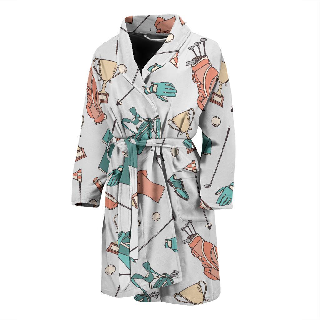 Golf Pattern Print Men Long Robe-grizzshop