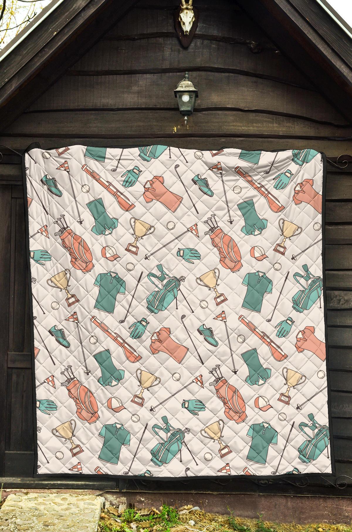 Golf Pattern Print Quilt-grizzshop