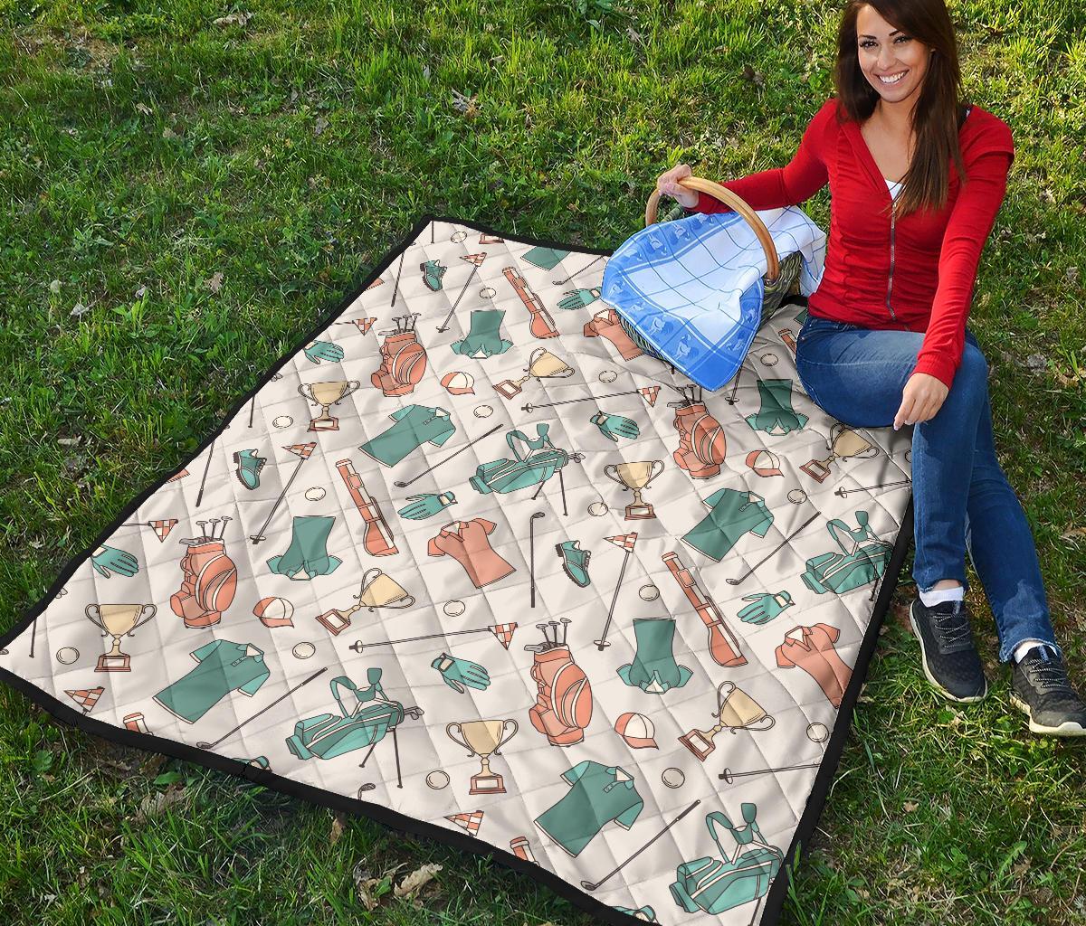 Golf Pattern Print Quilt-grizzshop