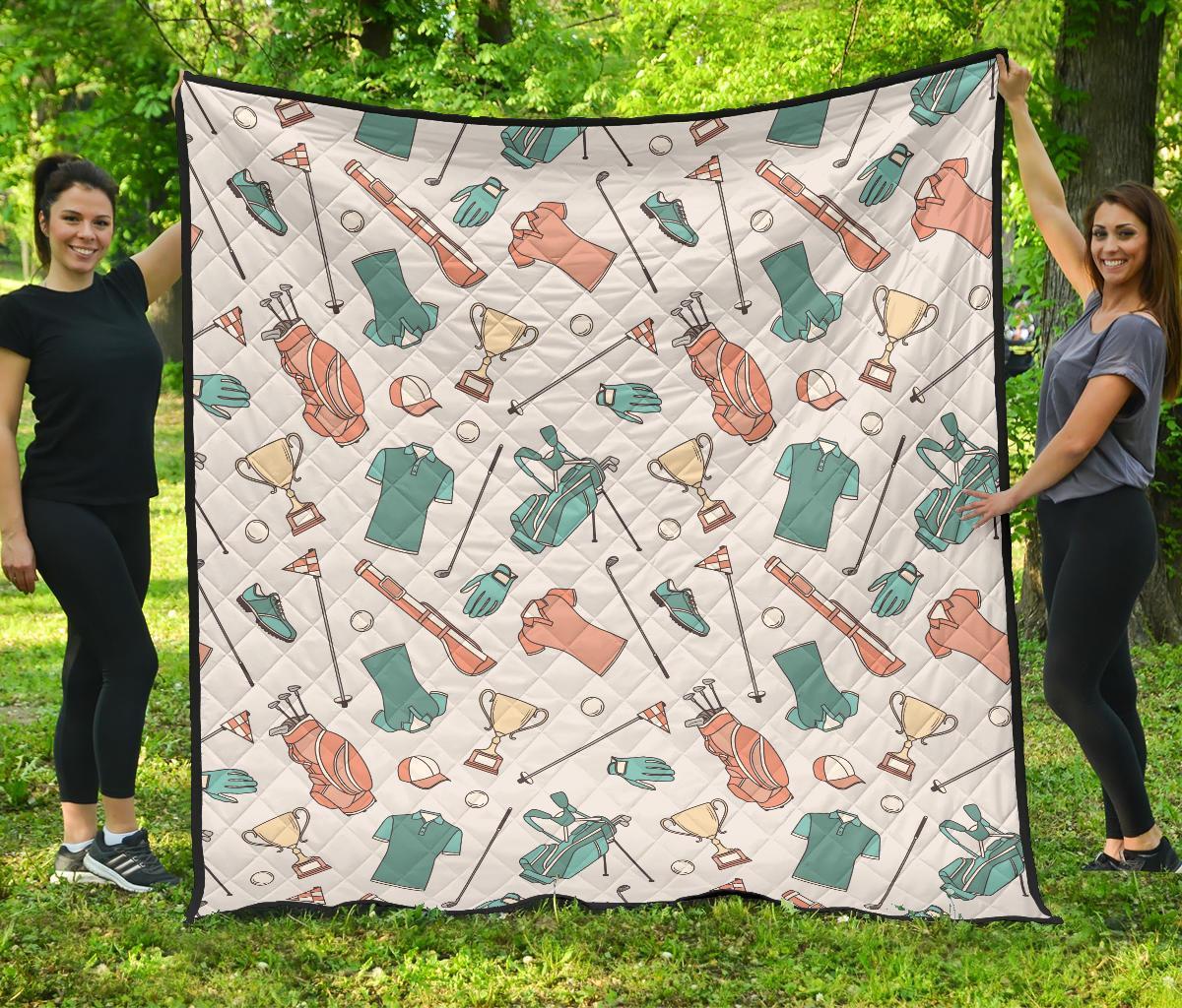 Golf Pattern Print Quilt-grizzshop