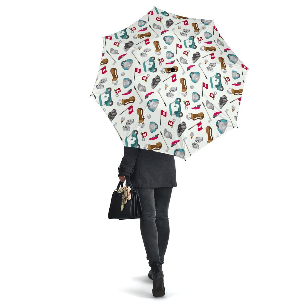 Golf Print Pattern Automatic Foldable Umbrella-grizzshop
