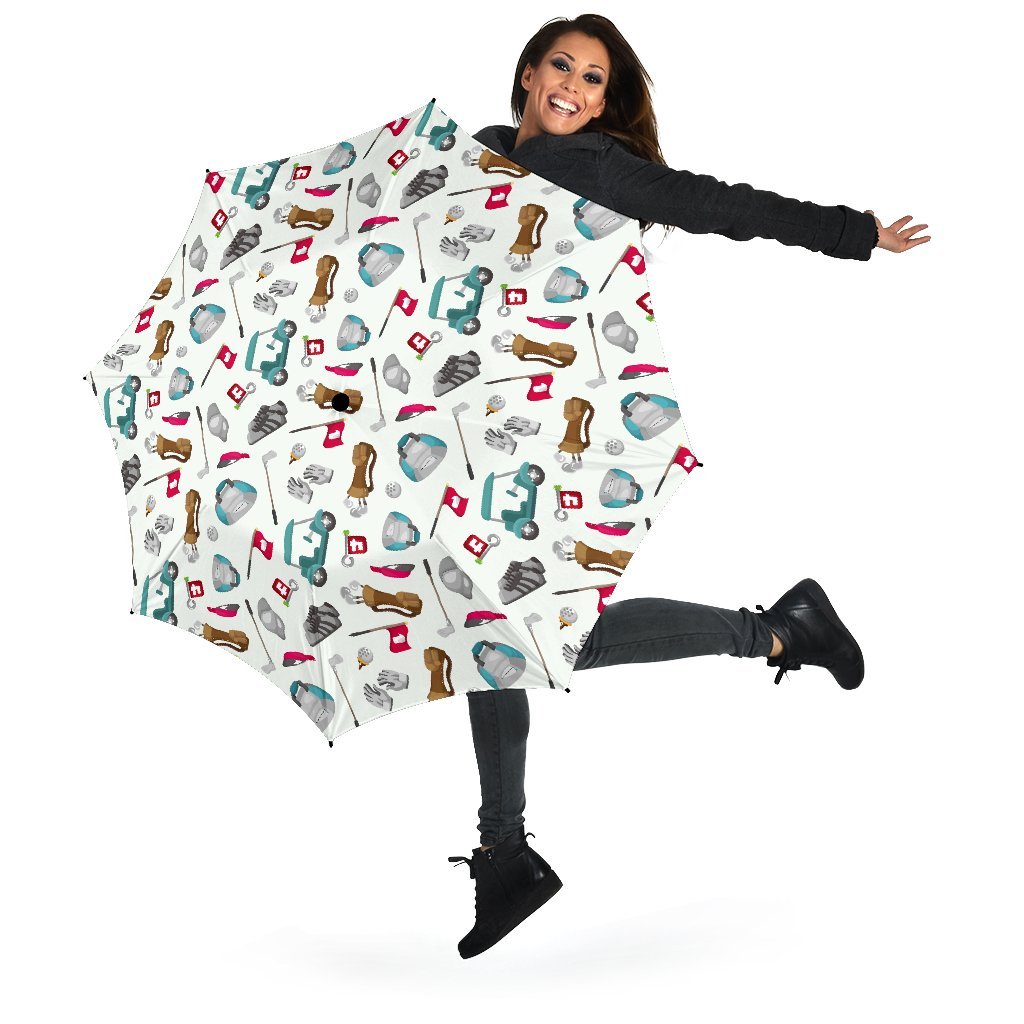 Golf Print Pattern Automatic Foldable Umbrella-grizzshop