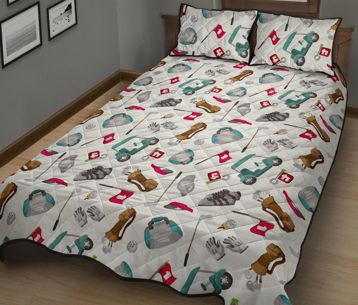 Golf Print Pattern Bed Set Quilt-grizzshop