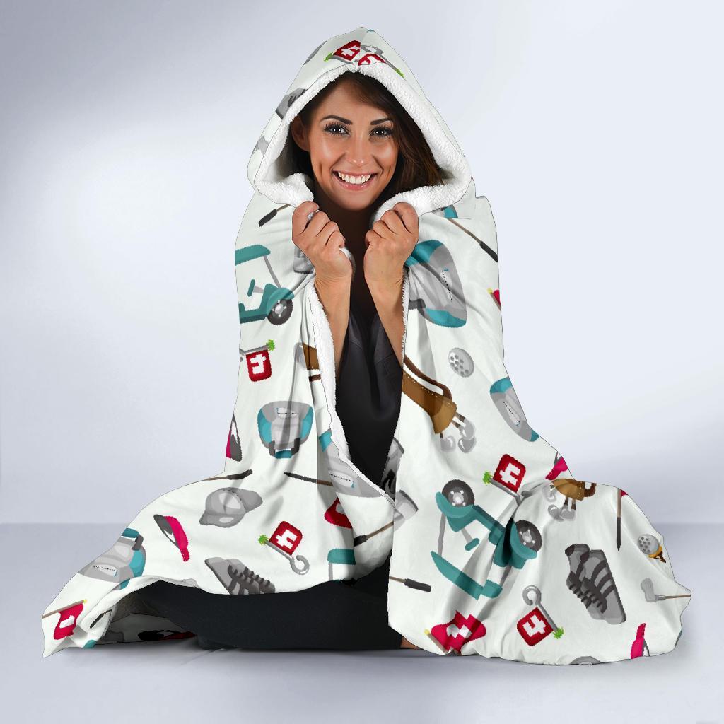 Golf Print Pattern Hooded Blanket-grizzshop