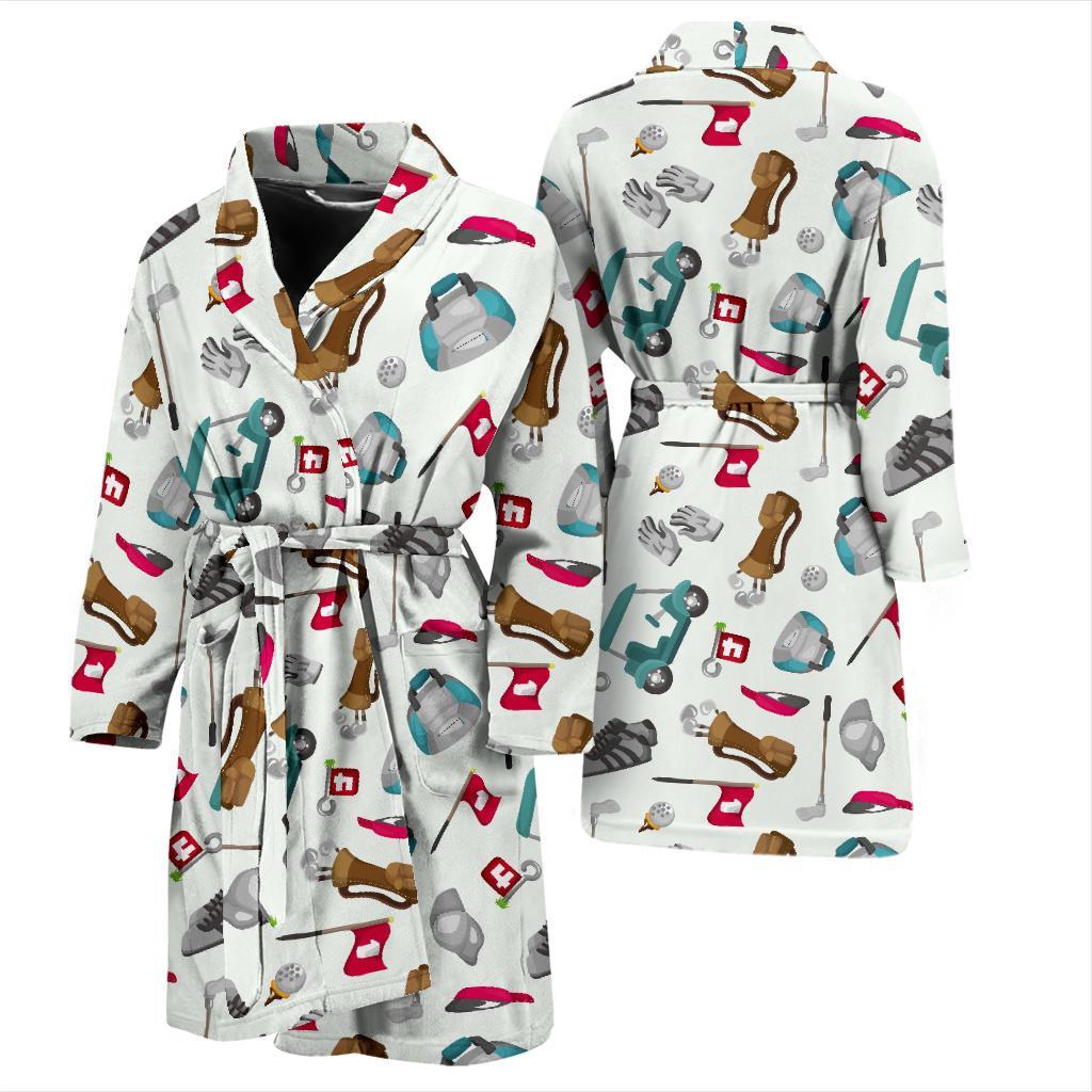 Golf Print Pattern Men Long Robe-grizzshop