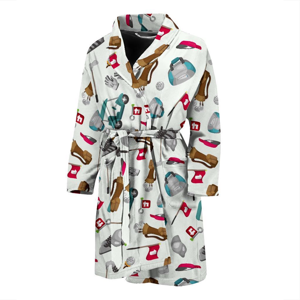 Golf Print Pattern Men Long Robe-grizzshop