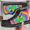 Good Vibes Only Quote Trippy Psychedelic Print Black High Top Shoes-grizzshop