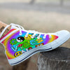 Good Vibes Only Quote Trippy Psychedelic Print White High Top Shoes-grizzshop