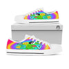 Good Vibes Only Quote Trippy Psychedelic Print White Low Top Shoes-grizzshop