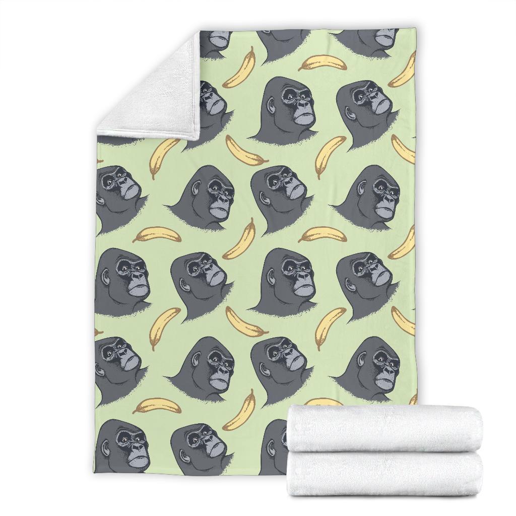 Gorilla Banana Pattern Print Blanket-grizzshop