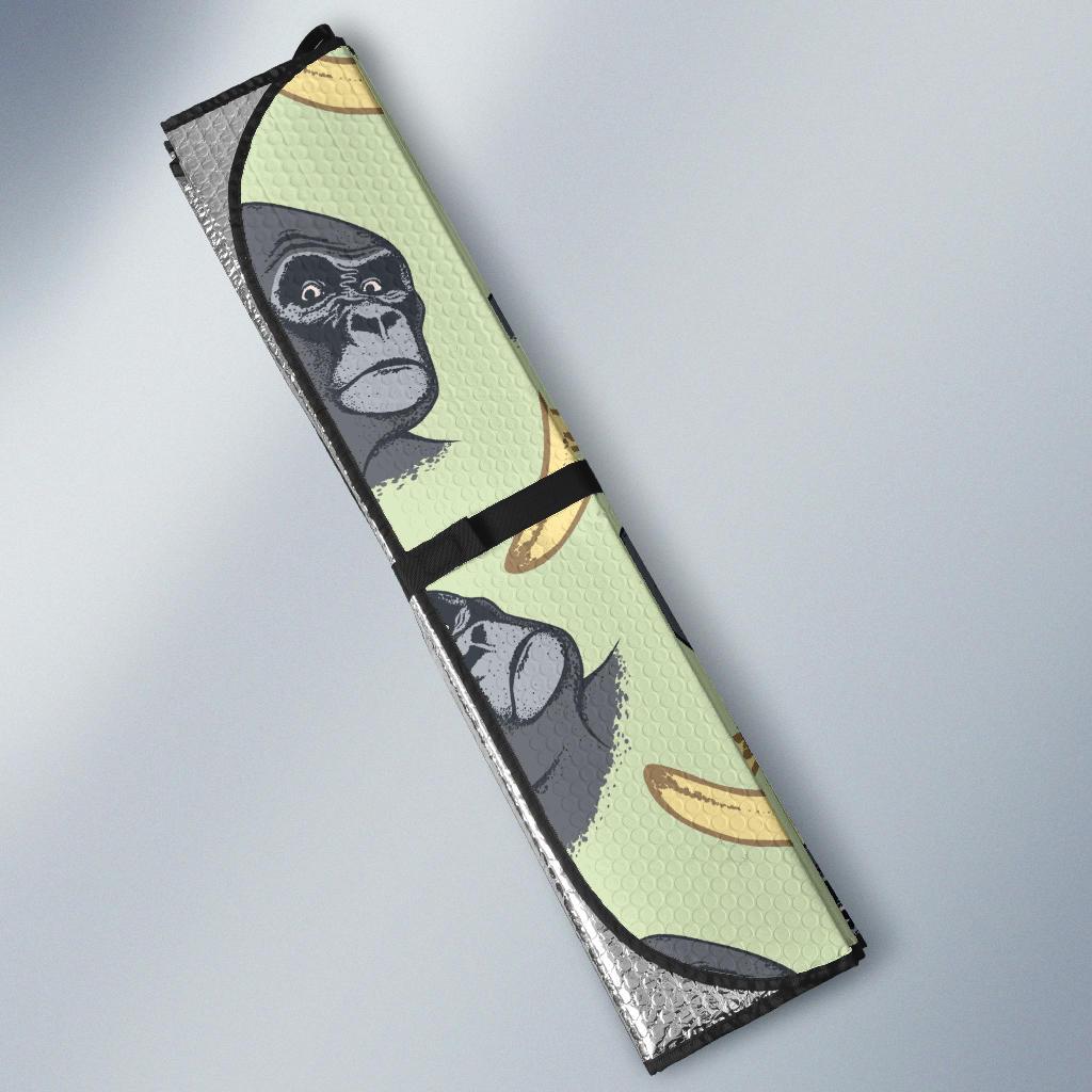 Gorilla Banana Pattern Print Car Sun Shade-grizzshop