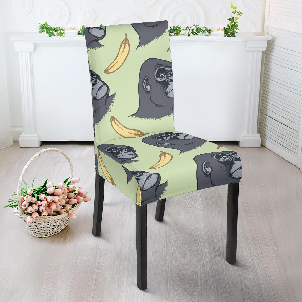 Gorilla Banana Pattern Print Chair Cover-grizzshop