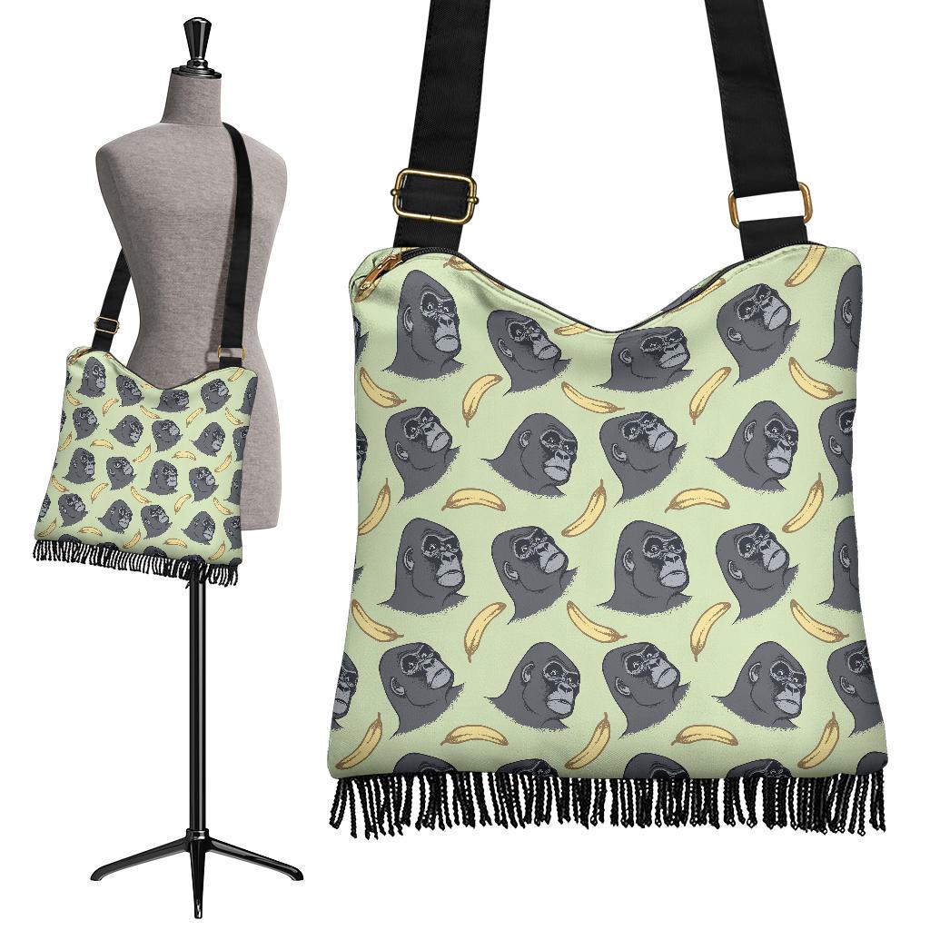 Gorilla Banana Pattern Print Crossbody bags-grizzshop