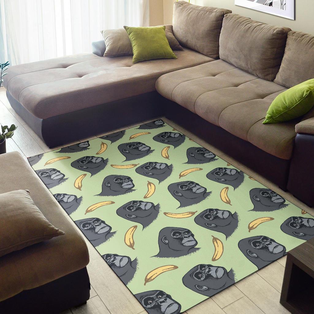 Gorilla Banana Pattern Print Floor Mat-grizzshop