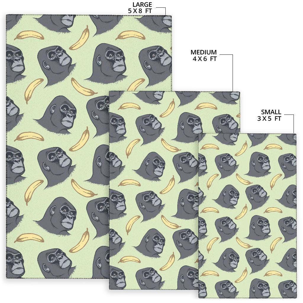 Gorilla Banana Pattern Print Floor Mat-grizzshop