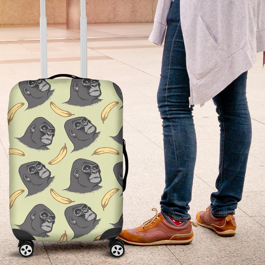 Gorilla Banana Pattern Print Luggage Cover Protector-grizzshop