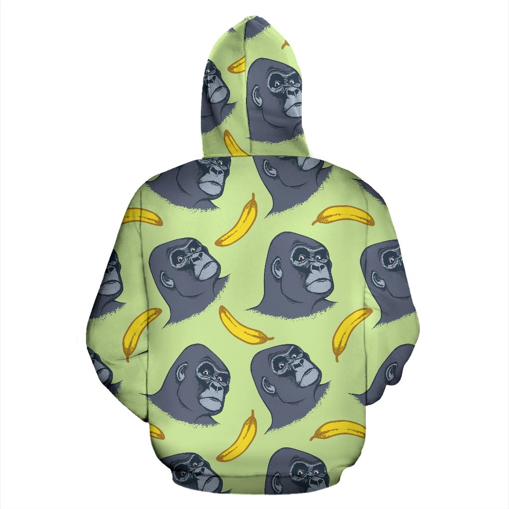 Gorilla Banana Pattern Print Men Women Pullover Hoodie-grizzshop