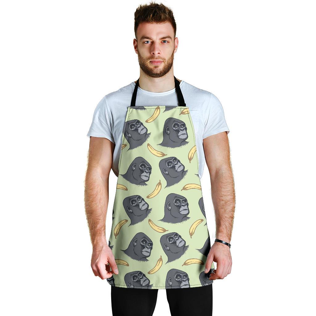 Gorilla Banana Pattern Print Men's Apron-grizzshop