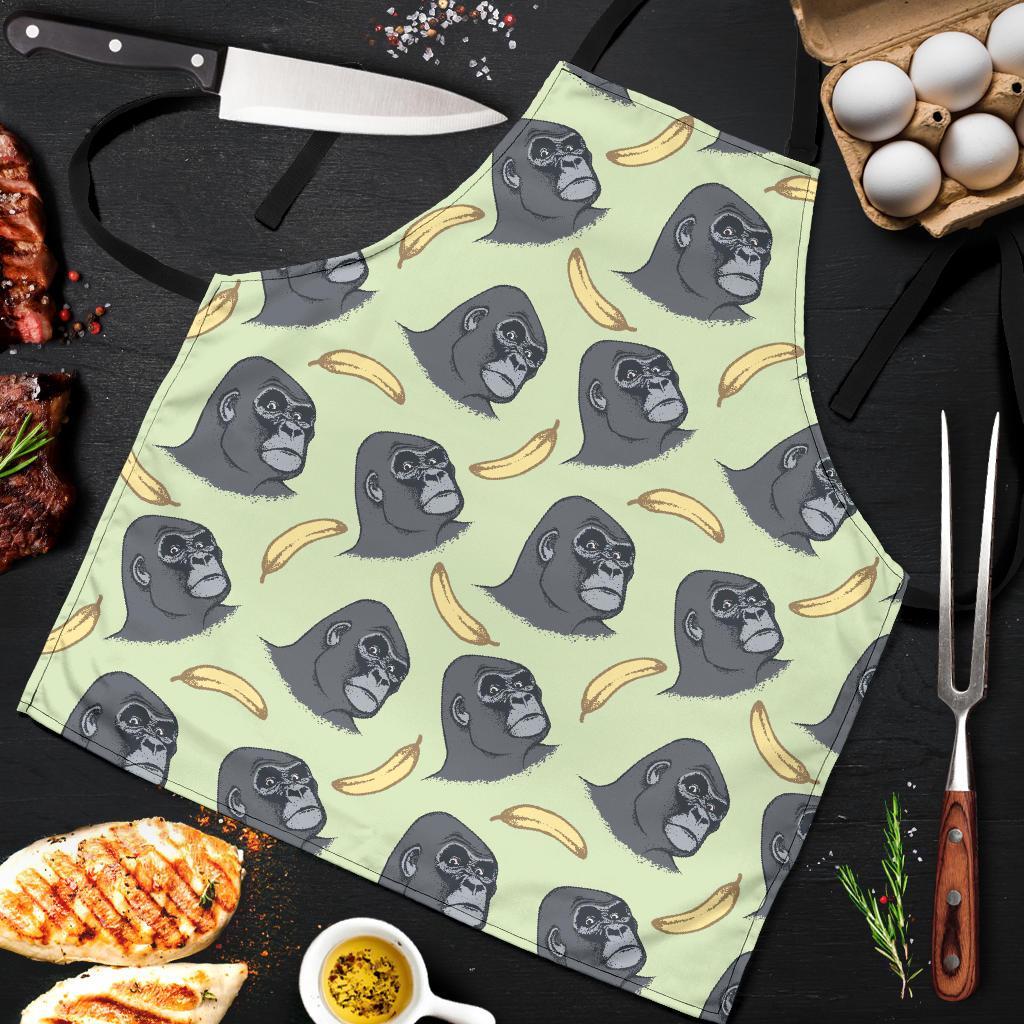 Gorilla Banana Pattern Print Men's Apron-grizzshop