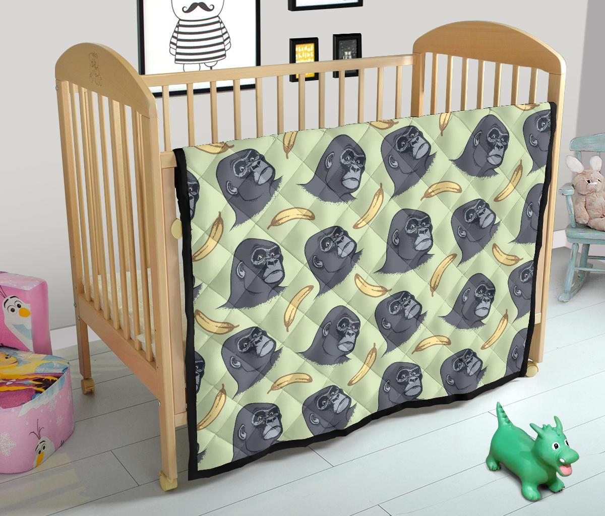 Gorilla Banana Pattern Print Quilt-grizzshop